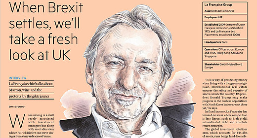 "When Brexit settles, we'll take a fresh look at UK" Patrick Rivière in the Financial Times